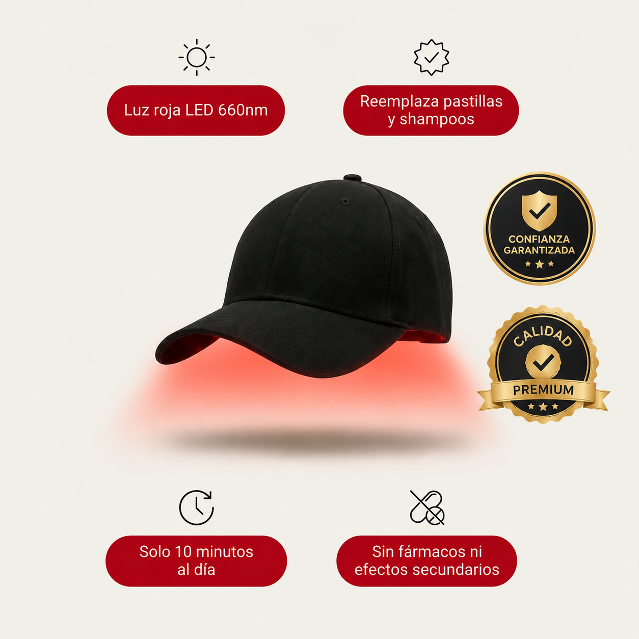 Gorro de Luz Roja LED Tecnología para el Crecimiento Capilar